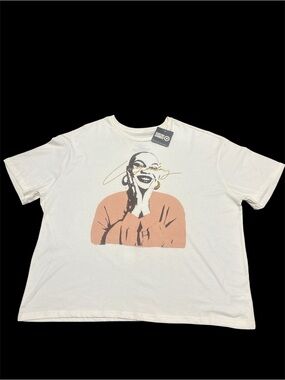 ambition Ivory Graphic Tee with Black Tag Accent